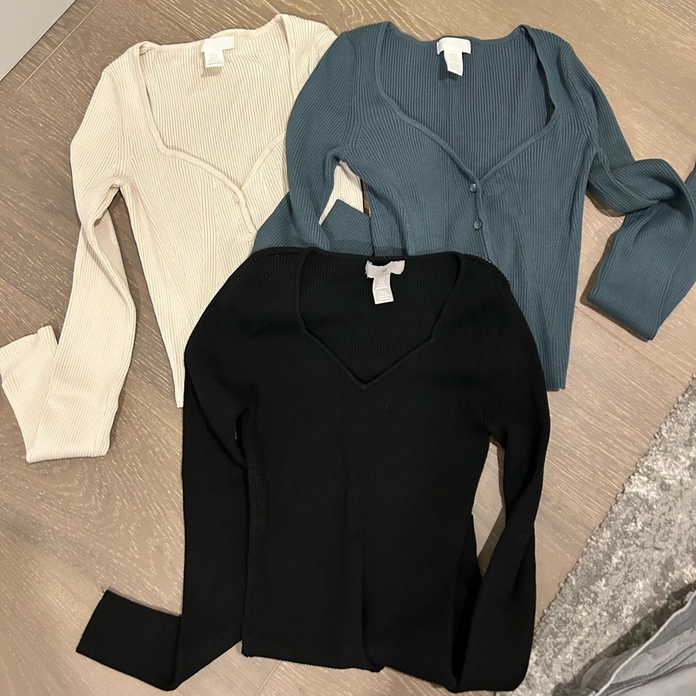 Bundle 3 ribbed long sleeves XS